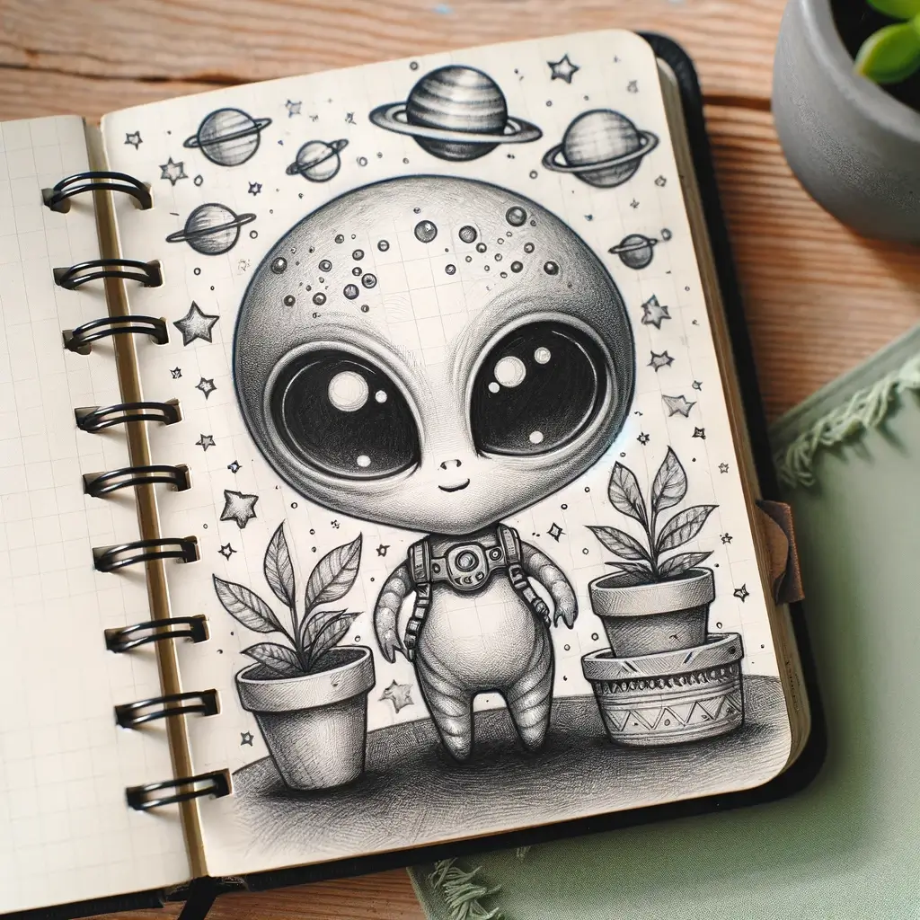 Beautiful Drawing Idea Of A Sweet Alien