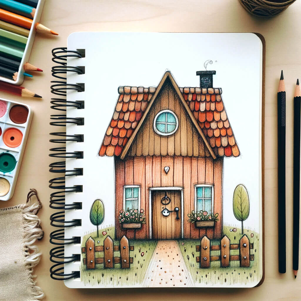 House Drawing Tutorial - How to draw a House step by step